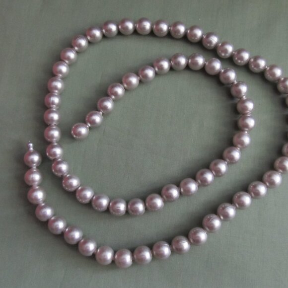 Vintage 50's Plastic Pop Bead Gray Necklace 30" - Picture 4 of 6